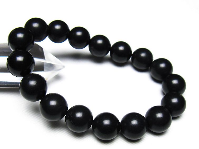 北海道上ノ国町産 ブラックシリカ ブレスレット 12mm [t325-5578] 1枚目