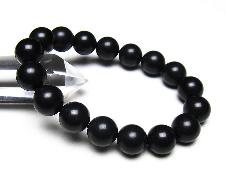北海道上ノ国町産 ブラックシリカ ブレスレット 12mm [t325-5580] 1枚目