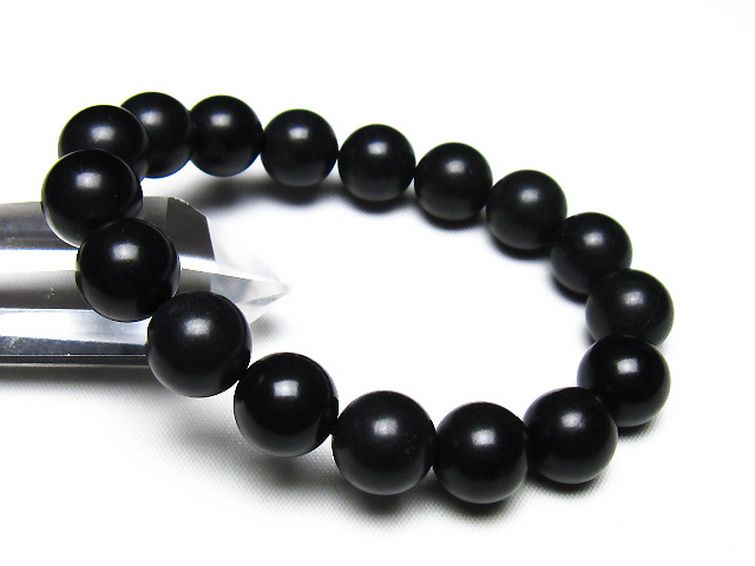 北海道上ノ国町産 ブラックシリカ ブレスレット 12mm [t325-5583] 1枚目