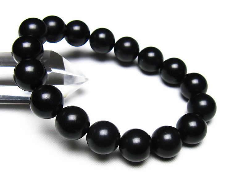 北海道上ノ国町産 ブラックシリカ ブレスレット 12mm [t325-5587] 1枚目