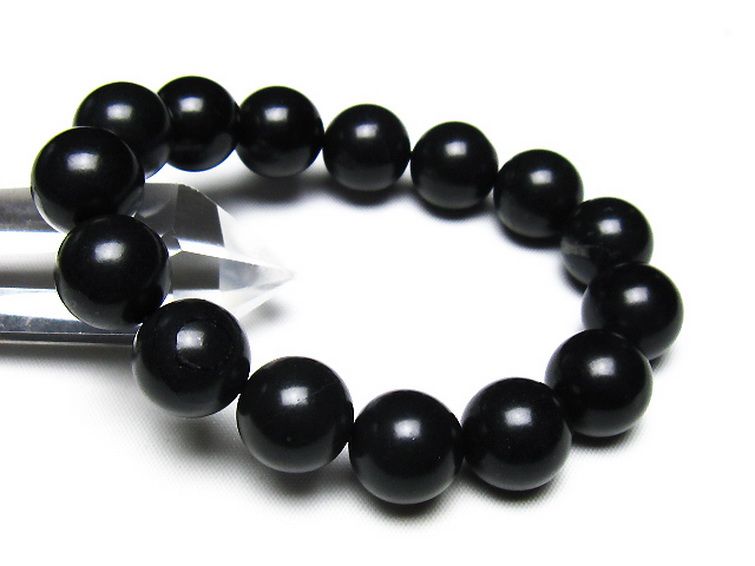 北海道上ノ国町産 ブラックシリカ ブレスレット 14mm [t325-5592] 1枚目