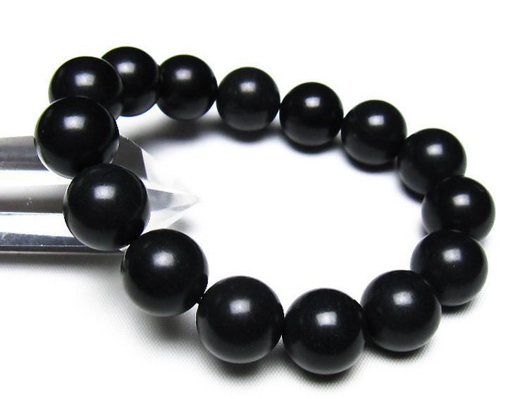 北海道上ノ国町産 ブラックシリカ ブレスレット 14mm [t325-5595] 1枚目