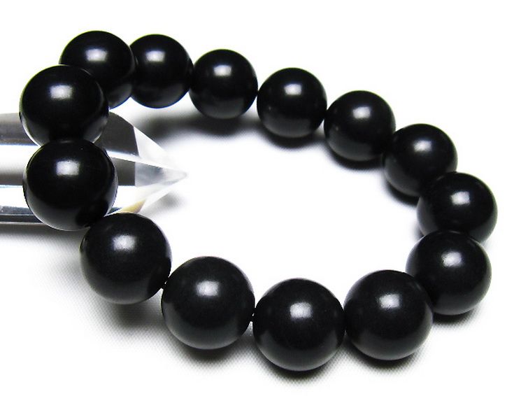 北海道上ノ国町産 ブラックシリカ ブレスレット 16mm [t325-5606] 1枚目