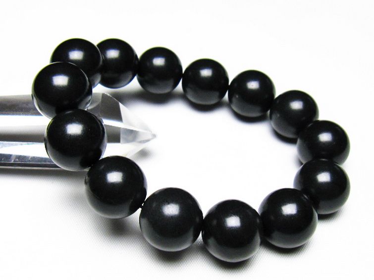 北海道上ノ国町産 ブラックシリカ ブレスレット 16mm [t325-5608] 1枚目