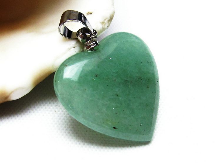 インド翡翠 ハート ペンダント [t328-1466] 3枚目
