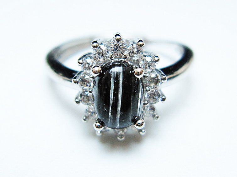 ブラックルチルクォーツ 指輪 (14号)[T343-1276] 1枚目