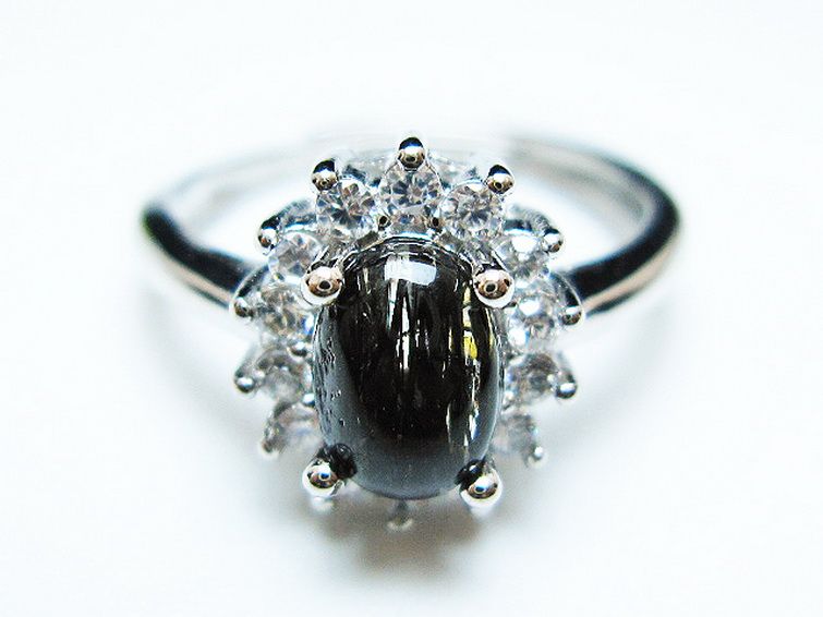 ブラックルチルクォーツ 指輪 (14号)[T343-1284] 1枚目