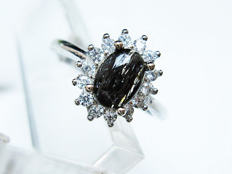 ブラックルチルクォーツ 指輪 (14号)[T343-1284] 2枚目