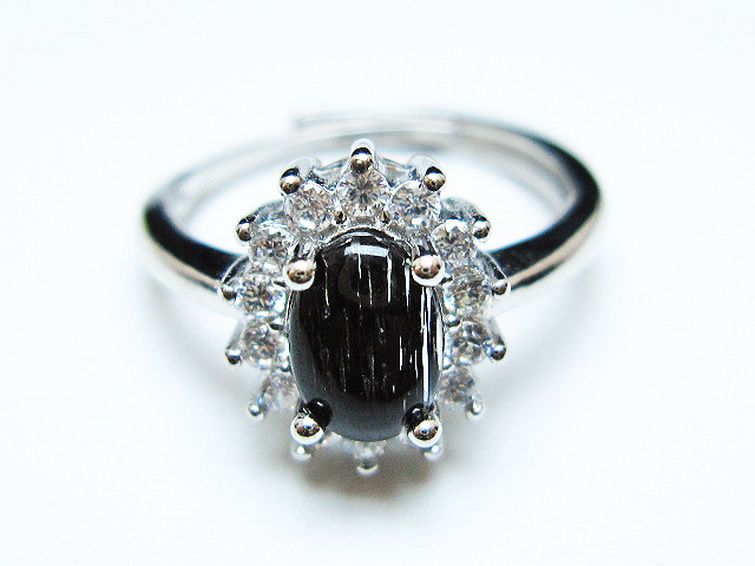 ブラックルチルクォーツ 指輪 (14号)[T343-1289] 1枚目