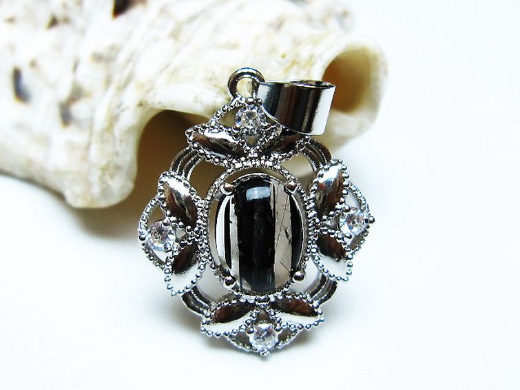 ブラックルチルクォーツ ペンダント [t343-1575] 2枚目