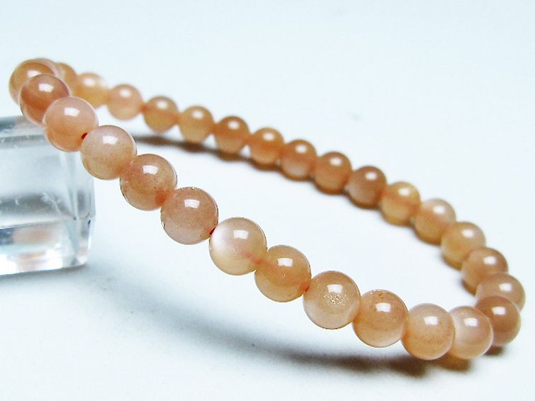 オレンジムーンストーン ブレスレット 6mm [t347-5620] 1枚目
