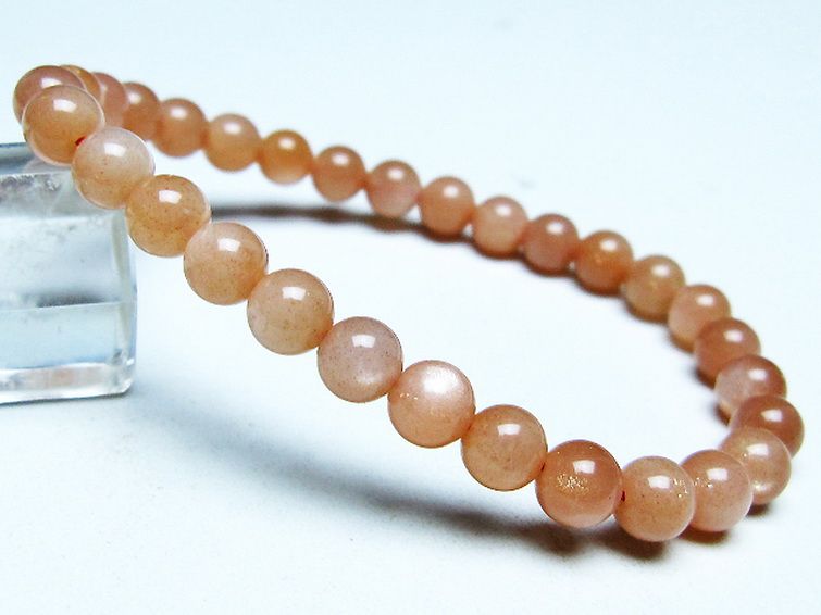 オレンジムーンストーン ブレスレット 6mm [t347-5623] 1枚目
