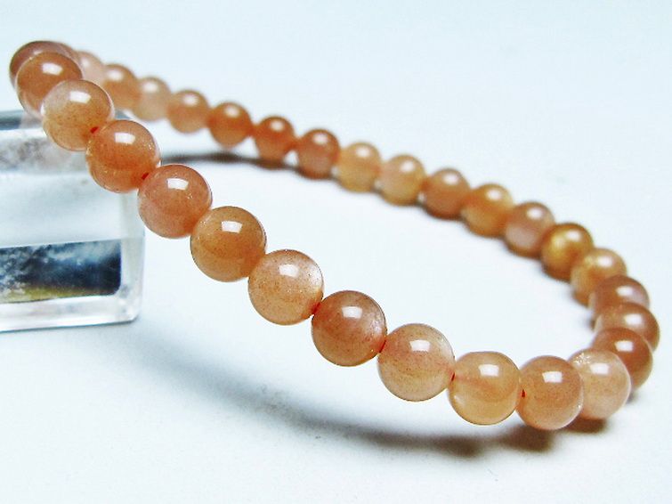 オレンジムーンストーン ブレスレット 6mm [t347-5627] 1枚目