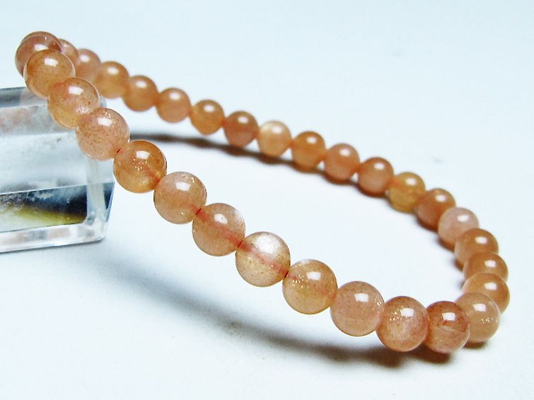 オレンジムーンストーン ブレスレット 6mm [t347-5640] 1枚目
