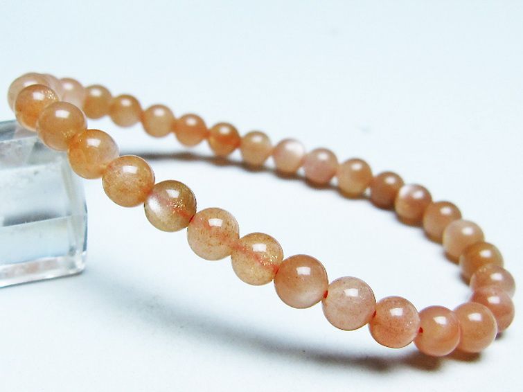 オレンジムーンストーン ブレスレット 6mm [t347-5645] 1枚目