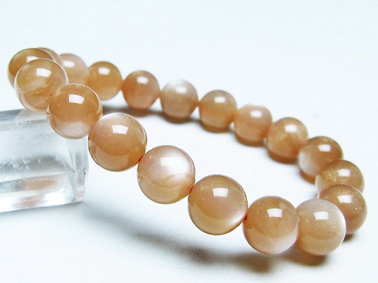 オレンジムーンストーン ブレスレット 10mm [T347-5649] 1枚目