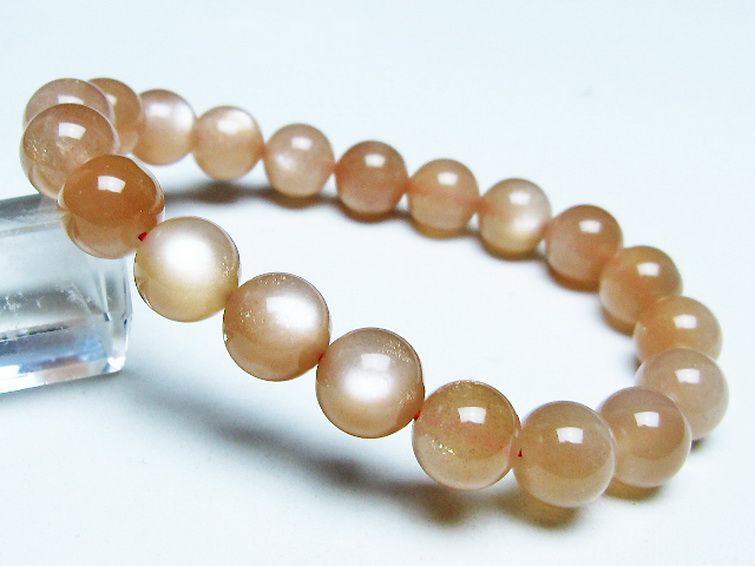 オレンジムーンストーン ブレスレット 10mm [T347-5691] 1枚目