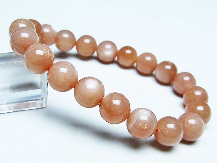 オレンジムーンストーン ブレスレット 10mm [T347-5694] 1枚目