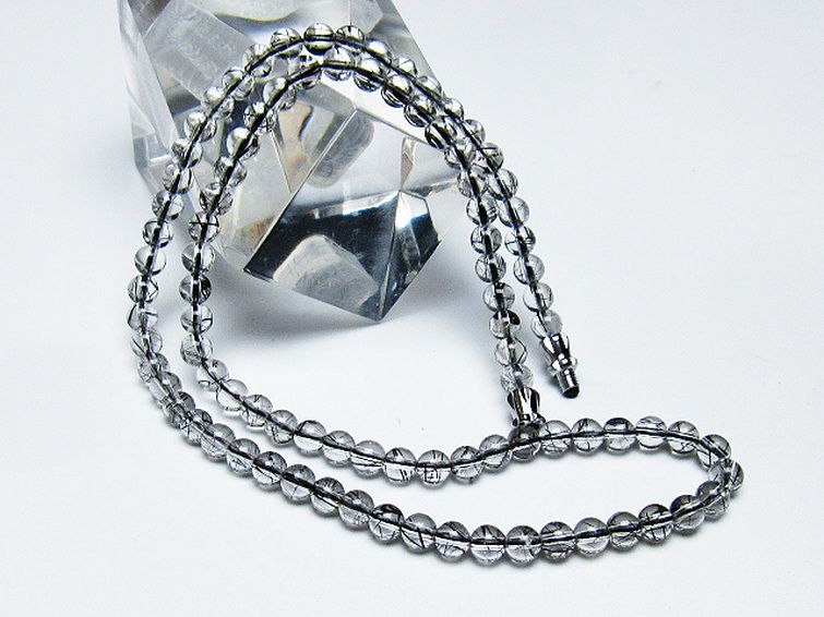 ブラックルチルクォーツ ネックレス 5mm [T354-5992] 1枚目