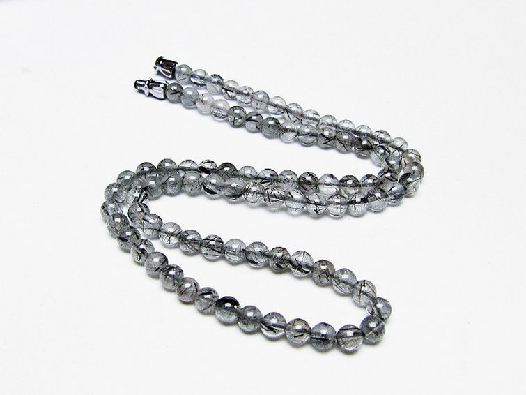 ブラックルチルクォーツ ネックレス 5mm [T354-6060] 1枚目