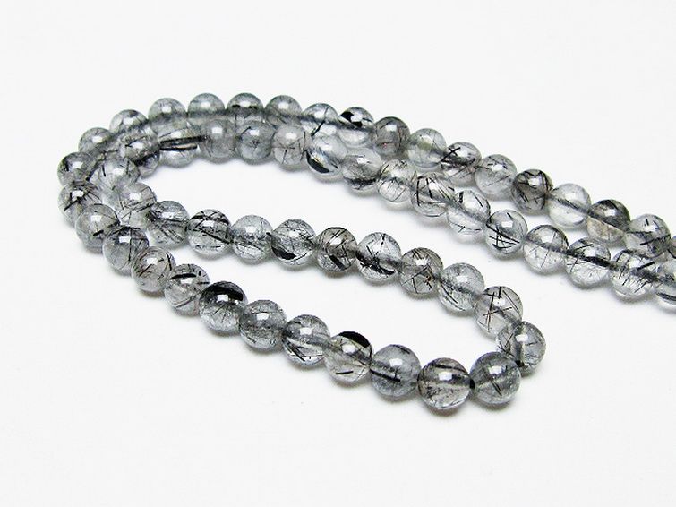 ブラックルチルクォーツ ネックレス 5mm [T354-6060] 2枚目