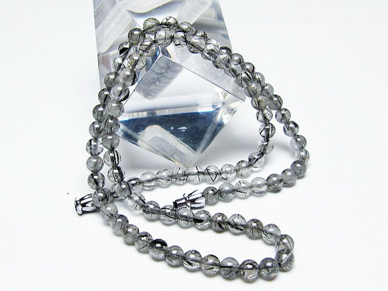 ブラックルチルクォーツ ネックレス 5mm [t354-6060]