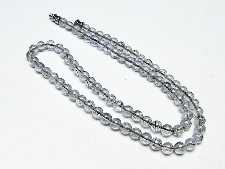 ブラックルチルクォーツ ネックレス 5mm [T354-6173] 1枚目