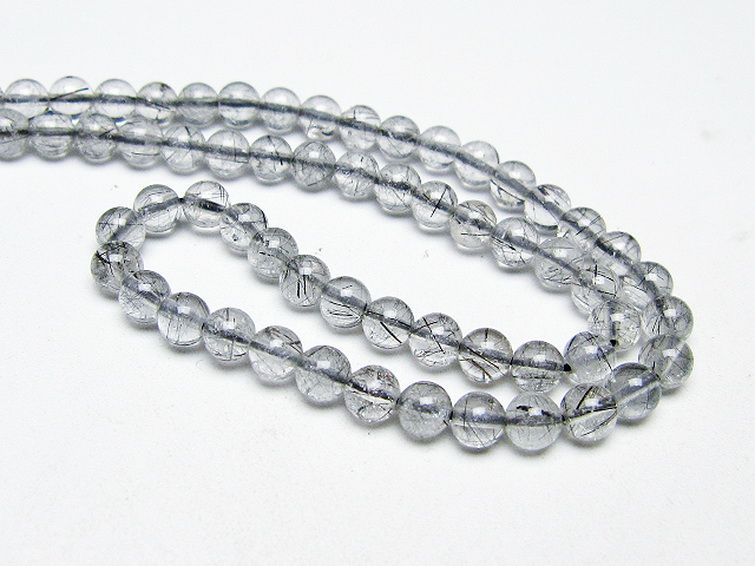 ブラックルチルクォーツ ネックレス 5mm [T354-6173] 2枚目