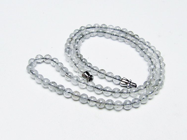 ブラックルチルクォーツ ネックレス 5mm [T354-6198] 1枚目