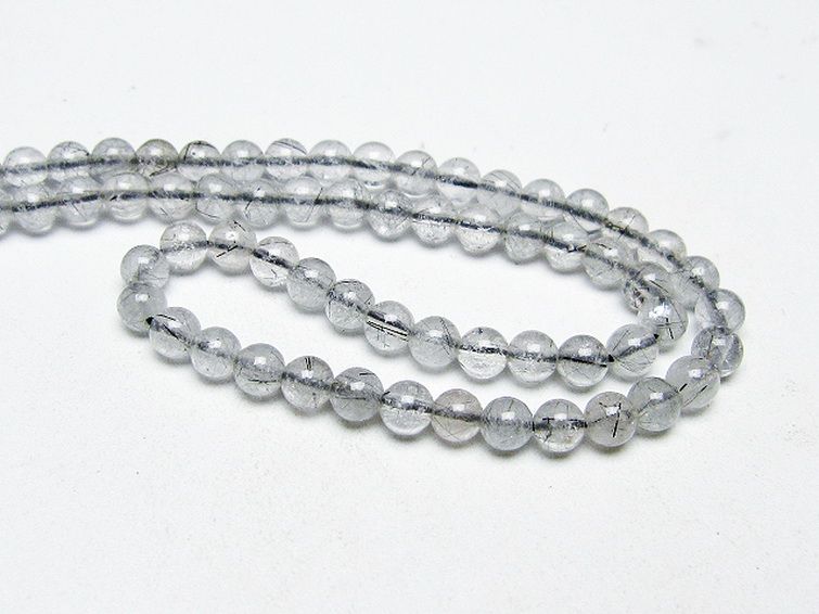 ブラックルチルクォーツ ネックレス 5mm [T354-6198] 2枚目