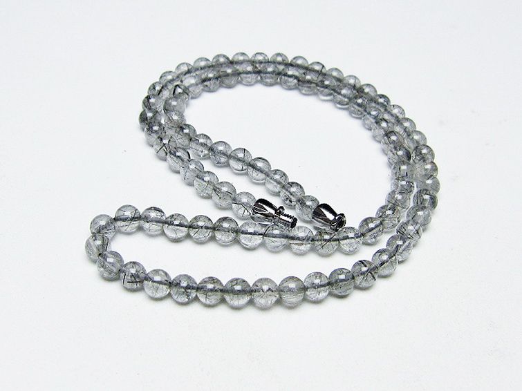 ブラックルチルクォーツ ネックレス 5mm [T354-6206] 1枚目