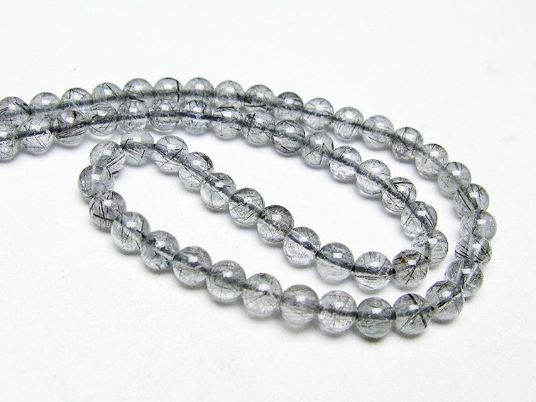 ブラックルチルクォーツ ネックレス 5mm [T354-6206] 2枚目