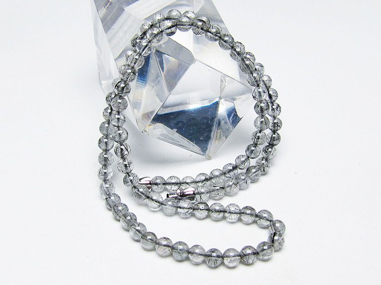 ブラックルチルクォーツ ネックレス 5mm [T354-6206] 3枚目