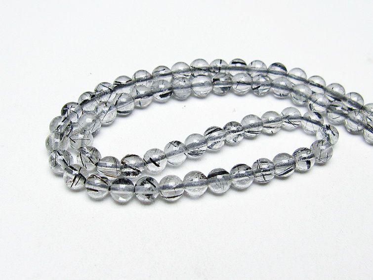 ブラックルチルクォーツ ネックレス 5mm [T354-6220] 2枚目