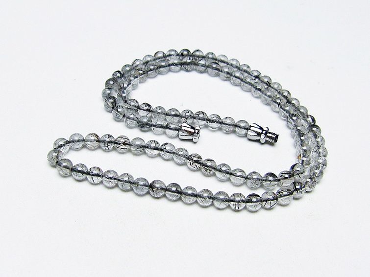 ブラックルチルクォーツ ネックレス 4mm [T354-6222] 2枚目