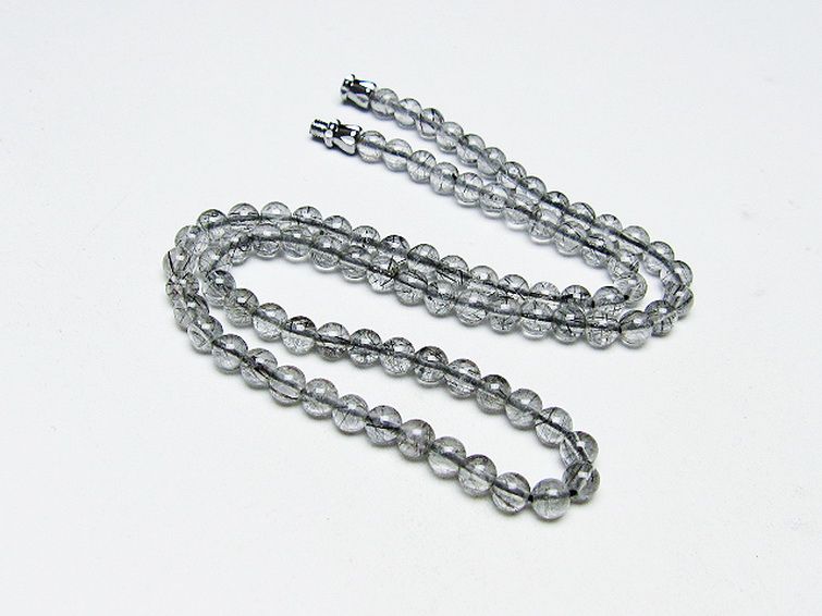 ブラックルチルクォーツ ネックレス 5mm [T354-6240] 1枚目