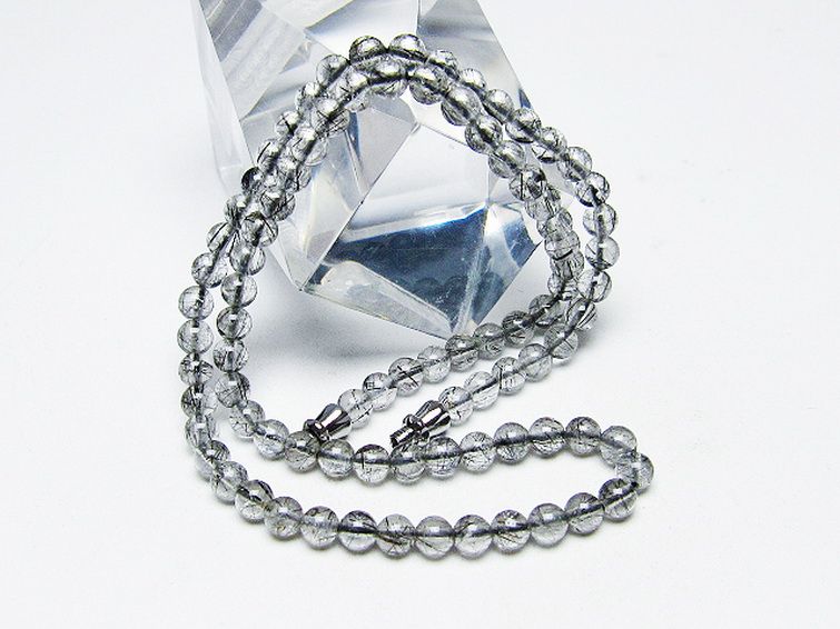 ブラックルチルクォーツ ネックレス 5mm [T354-6240] 3枚目