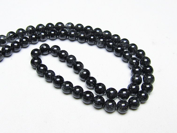 ブラックルチルクォーツ ネックレス 5mm [T354-6263] 2枚目