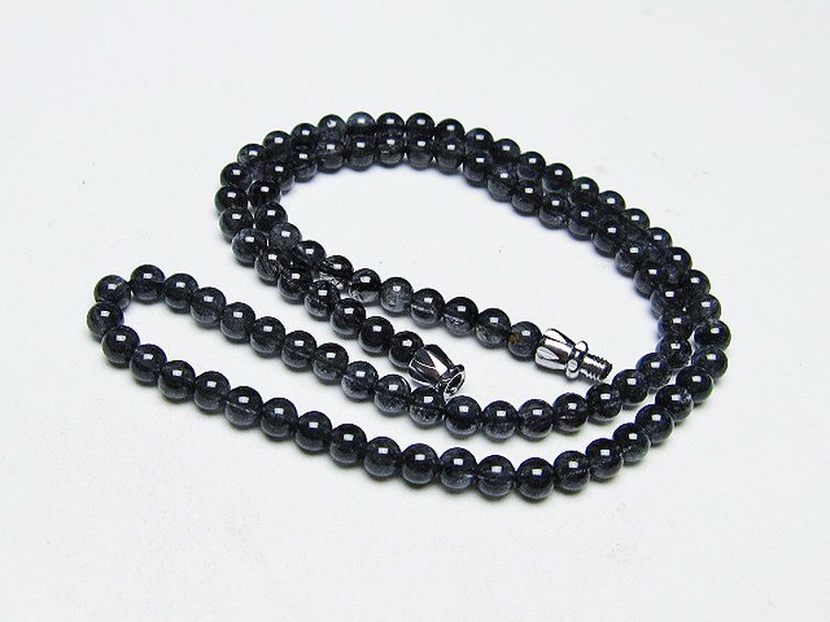 ブラックルチルクォーツ ネックレス 4mm [T354-6277] 1枚目