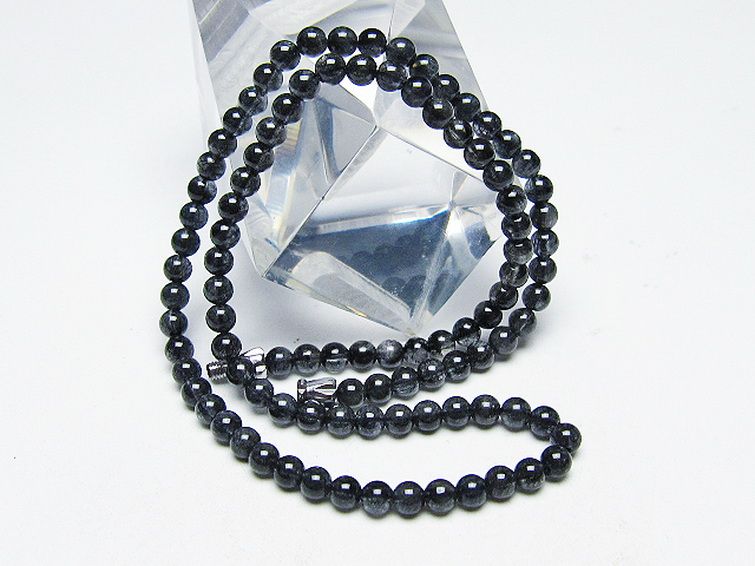 ブラックルチルクォーツ ネックレス 4mm [T354-6277] 3枚目