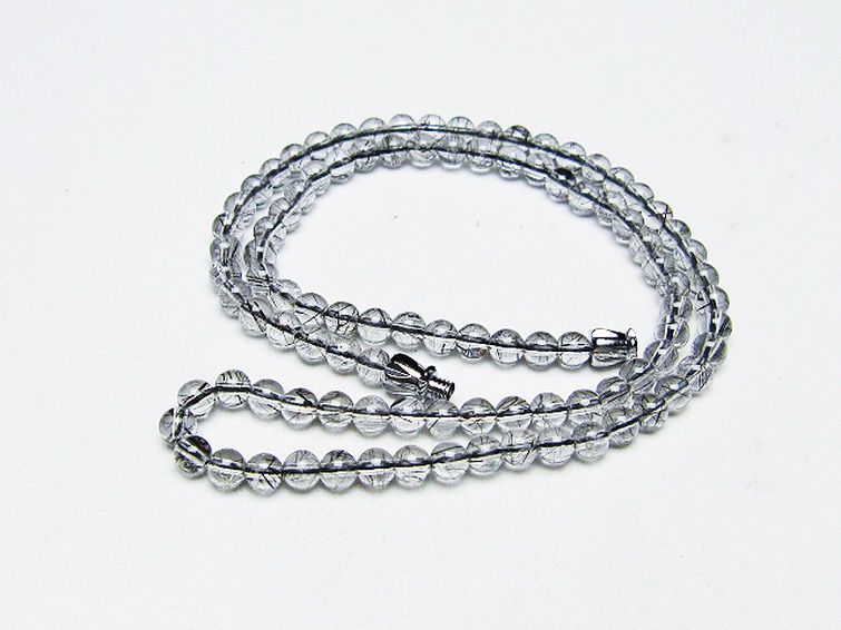ブラックルチルクォーツ ネックレス 4mm [T354-6281] 1枚目