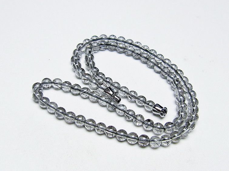ブラックルチルクォーツ ネックレス 5mm [T354-6296] 1枚目