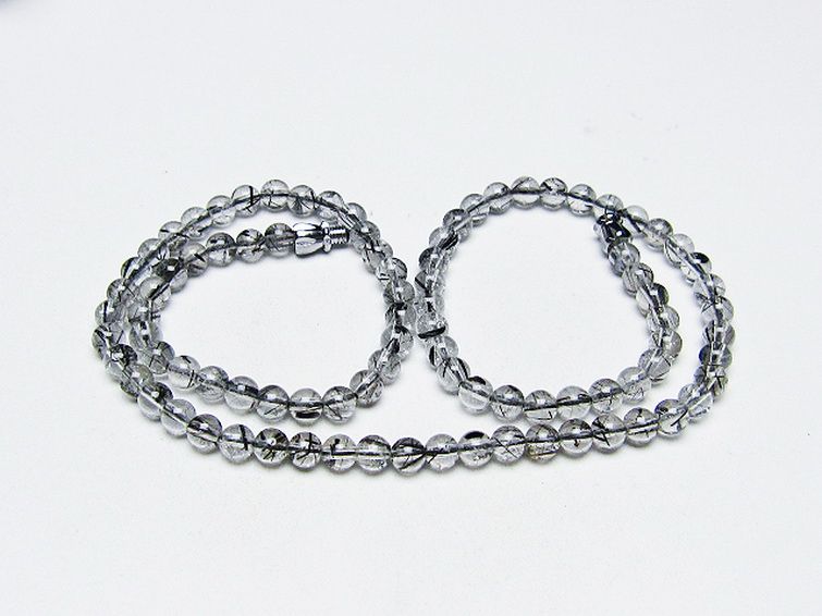 ブラックルチルクォーツ ネックレス 5mm [T354-6302] 1枚目