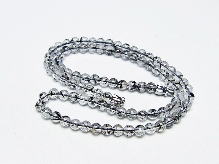 ブラックルチルクォーツ ネックレス 5mm [T354-6302] 2枚目