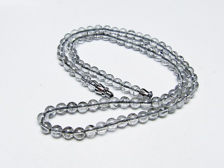 ブラックルチルクォーツ ネックレス 5mm [T354-6305] 1枚目