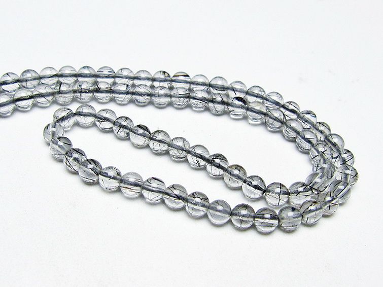 ブラックルチルクォーツ ネックレス 5mm [T354-6305] 2枚目