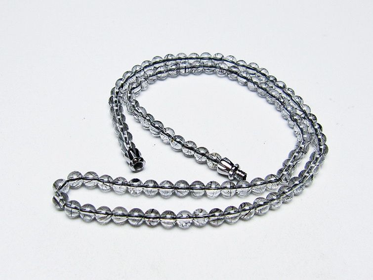 ブラックルチルクォーツ ネックレス 4mm [T354-6309] 1枚目