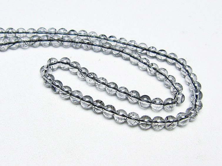 ブラックルチルクォーツ ネックレス 4mm [T354-6309] 2枚目