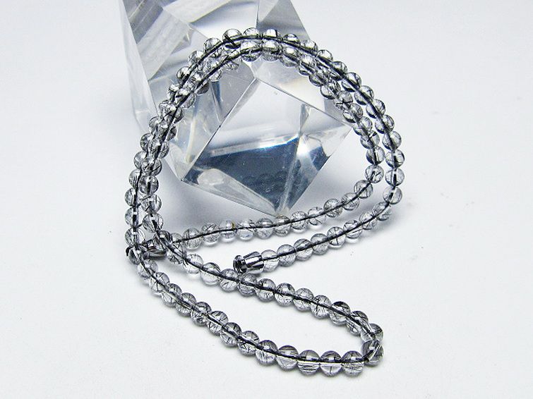 ブラックルチルクォーツ ネックレス 4mm [T354-6309] 3枚目
