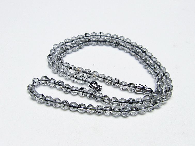ブラックルチルクォーツ ネックレス 4mm [t354-6313]